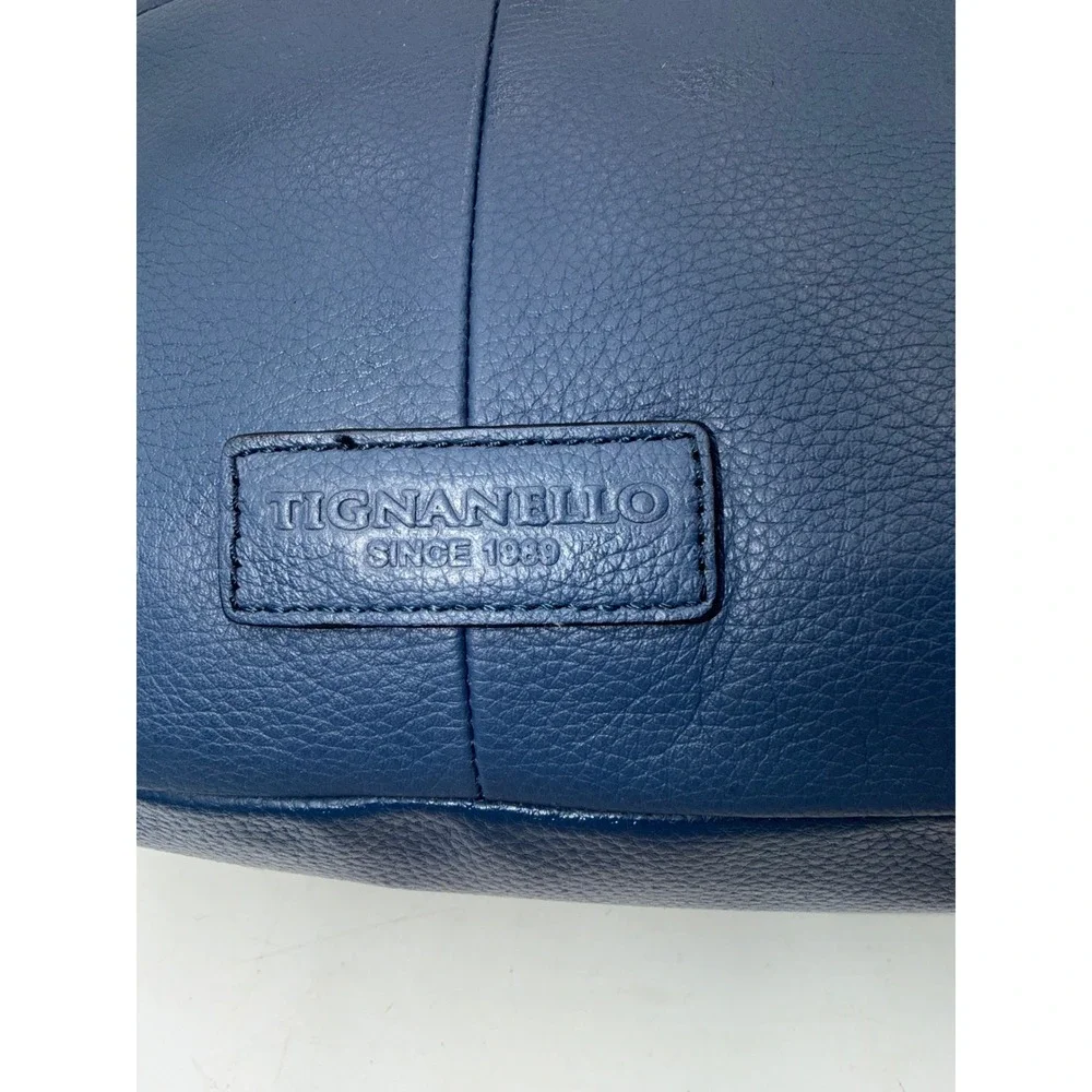 Tignanello Bright Navy Blue Pebbled Leather Crossbody Bag with Tassel Accent